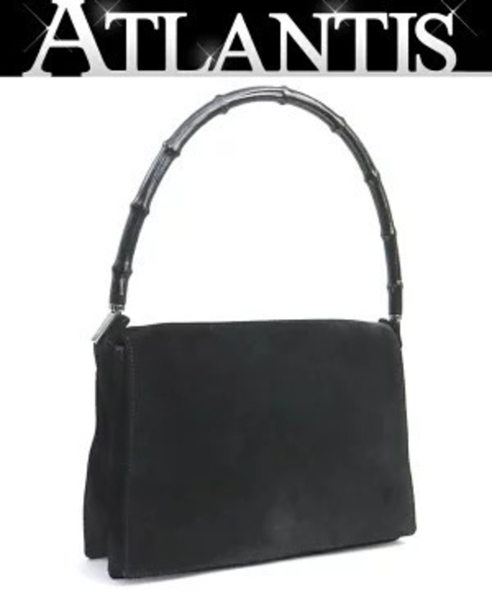 Gucci Bamboo Shoulder Bag Black Nubuck 001 3239